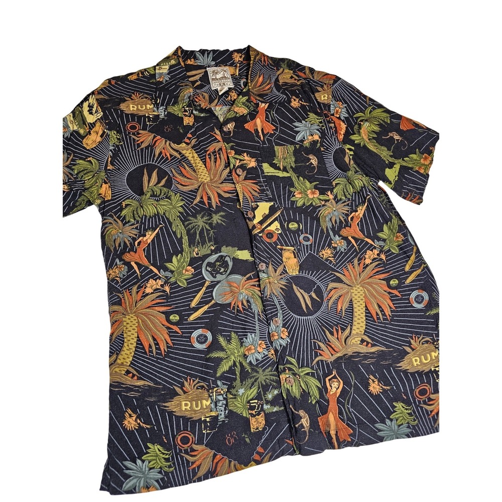 Vintage Y2K Steve & Barry's Classic Hawaiian Shirt XL Rum Hula Dancer Tropical